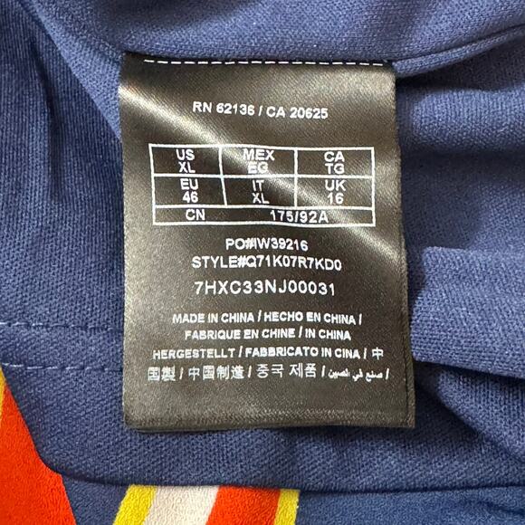 GUESS Halter Maxi Dress XL Orange Blue Cream Resort Boho Vacation Chic Nautical - Picture 6 of 12